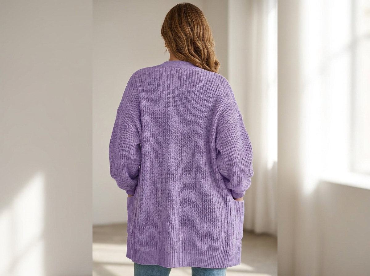 Oversized chunky knit cardigan - back view