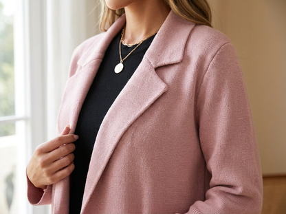 Sweater blazer coatigan - close-up knit detail