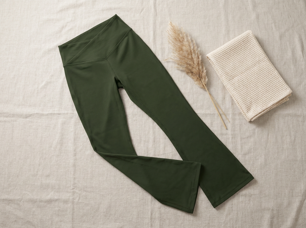 High-Waist Workout Leggings - Army Green, flat lay